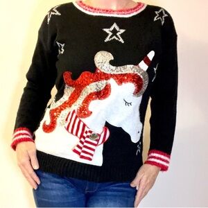 Ugly Christmas Sweaters Sequin Unicorn Sz XXL